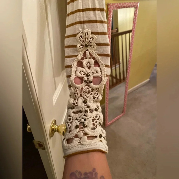 Free People lace sleeve long sleeve shirt x small - Picture 3 of 7